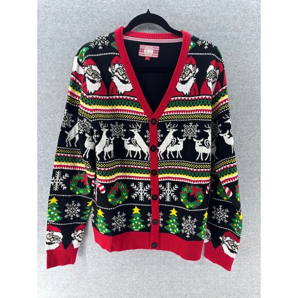 So Cal Look Ugly Christmas Sweater Men's sz M Button Down Holiday Party Funny - Picture 1 of 7